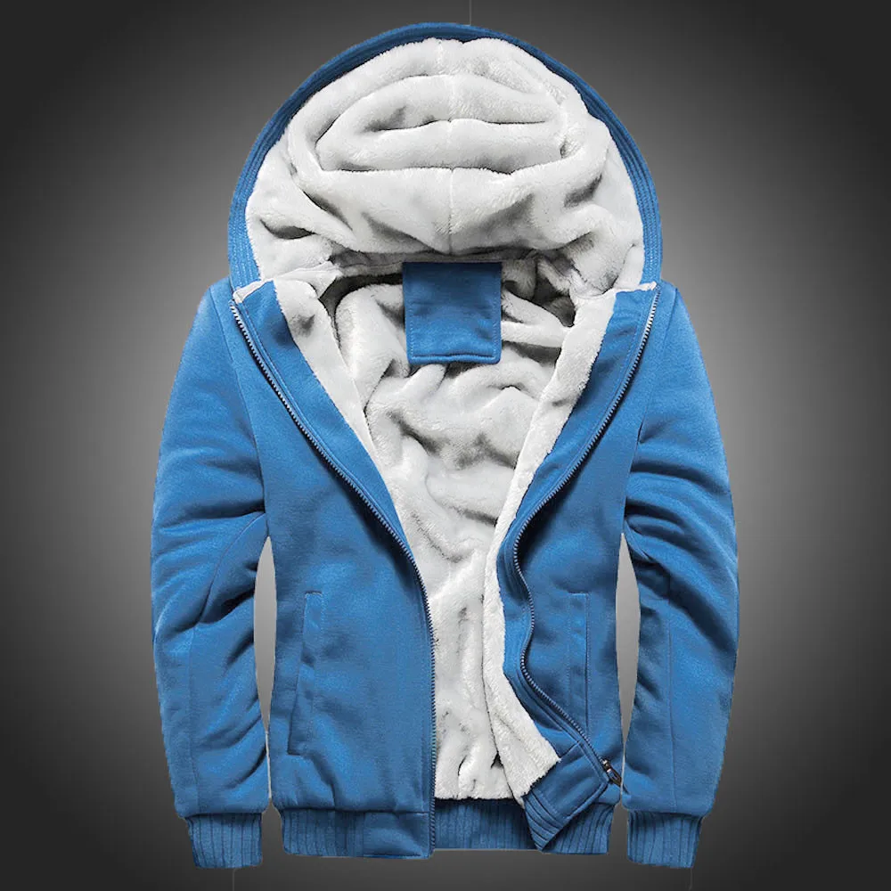 Мужская толстовка с капюшоном зимняя теплая флисовая куртка на молнии верхняя