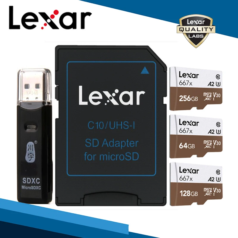 Lexar Micro SD карта 667x карты SDXC с ридером USB 2,0 256 ГБ TF карта памяти 128 ГБ A2 U3 класс 10 V30 мини-карты высокоскоростной Горячий