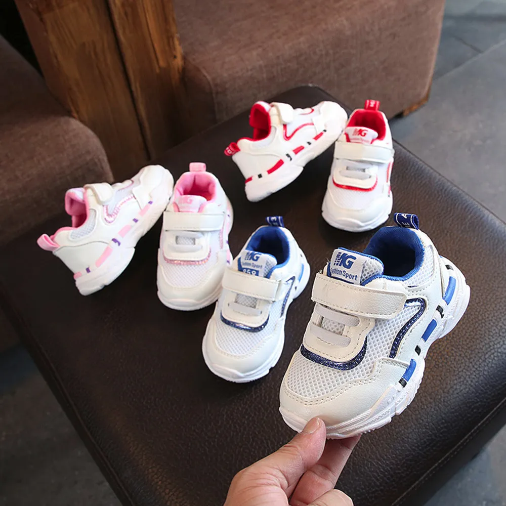 2018 Осенняя обувь для маленьких девочек и мальчиков повседневная бега младенцев