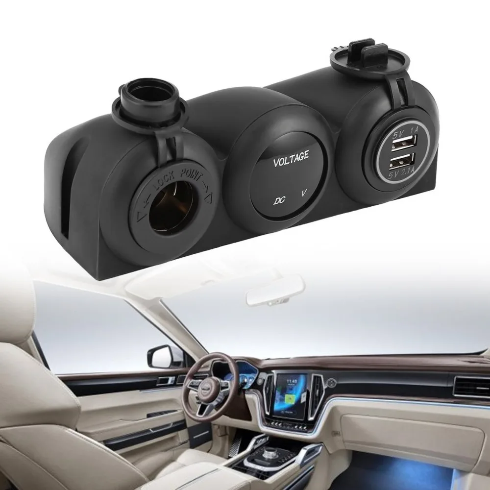 Автомобильный Зарядное устройство с двумя портами USB адаптер Водонепроницаемый