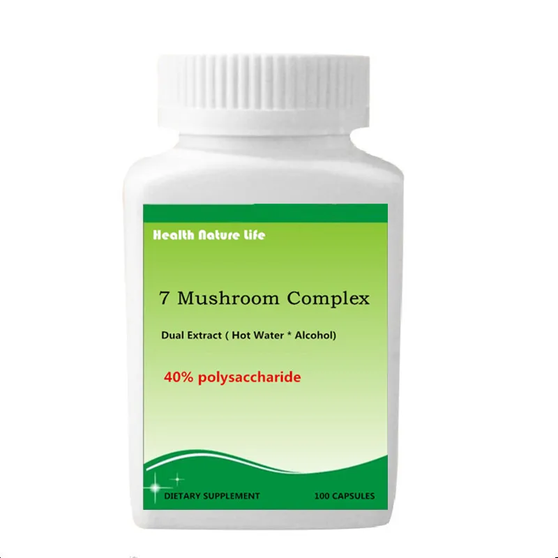 1 bottle Грибной комплекс Chaga Cordyceps Reishi Львиная Грива Maitake Turkey Tail Shiitake-100 шт/бутылка - Цвет: 1 bottle