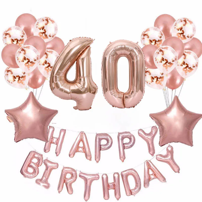 37 шт./лот 18 21 30 50 60th Happy шары ко дню рождения звезда розового золота конфетти 40 дюймов количество Фольга шар День рождения Декор поставки - Цвет: number set 40