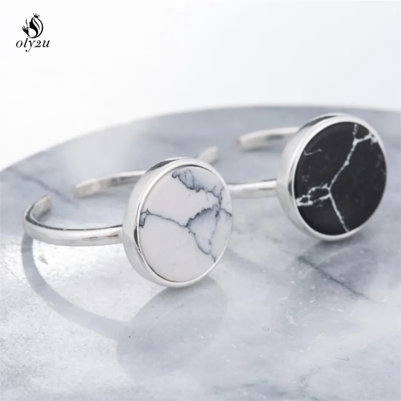 Oly2u Vintage Opal кольца кольцо с большим камнем для Для Женщин старинное миди костяшки вечерние подарки Белый/Черный камень заявление ювелирные изделия