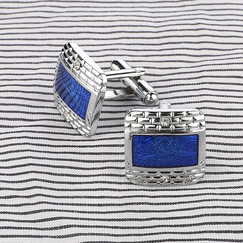 Мужские посеребренные запонки MINHIN роскошные темно синего цвета|cufflinks men|cufflinks