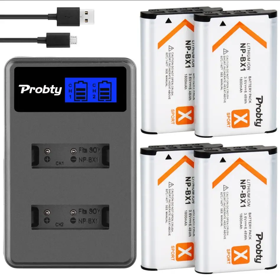 4battery withCharger Для sony NP-BX1 npbx1 np bx1 Батарея для sony FDR-X3000R RX100 AS100V AS300 HX400 HX60 AS50 WX350 AS300V HDR-AS300R FDR-X3000 - Цвет: 4battery withCharger