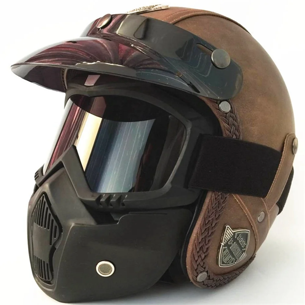 Винтажные мото мотокросса шлемы Ретро Полный лица мотоциклетные для Harley Yamaha и т.
