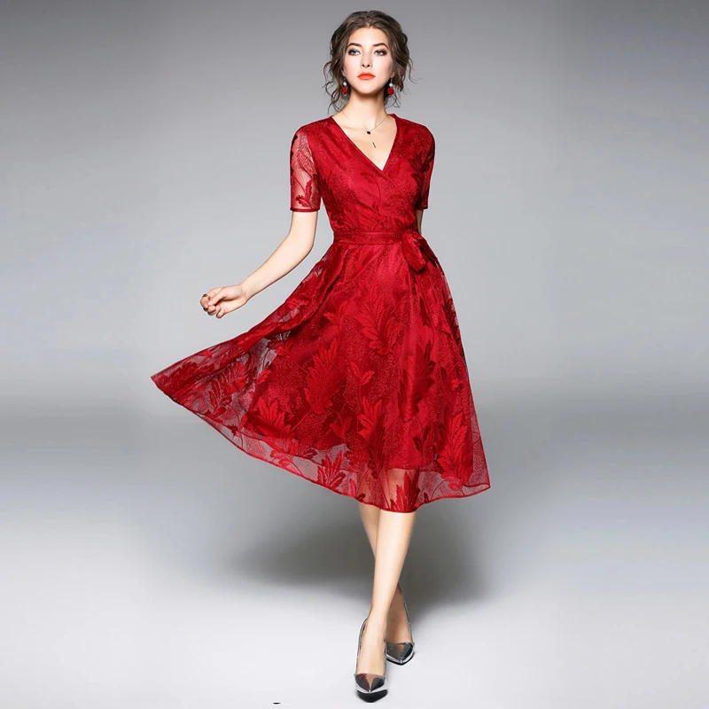 2019 весенне летнее платье женское тонкое кружевное вечернее с v образным вырезом