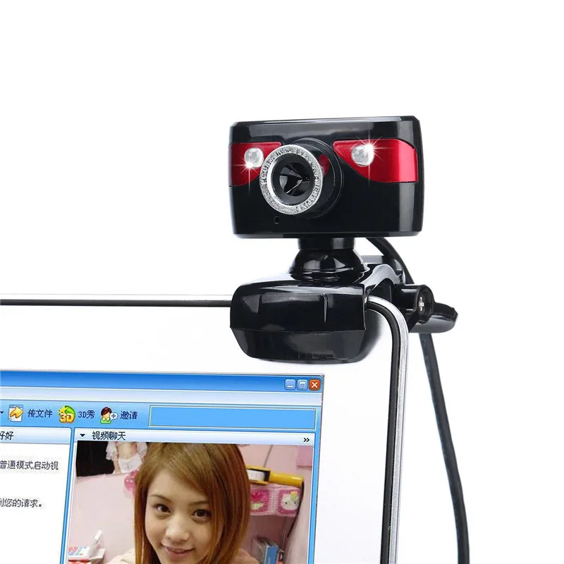 USB веб камера Basix 2 Led с микрофоном и клипсой для Skype Youtube компьютера ПК ноутбука