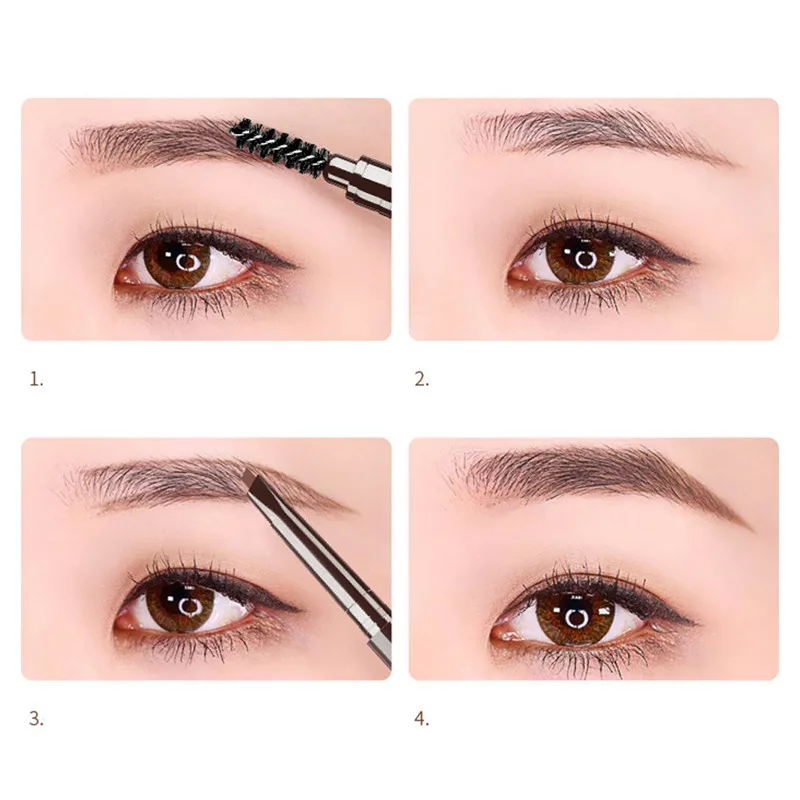 Double Ended Eyebrow Pencil Waterproof Long Lasting No Blooming Rotatable Triangle Eye Brow Tatoo Pen Eye brow Makeup Set Beauty