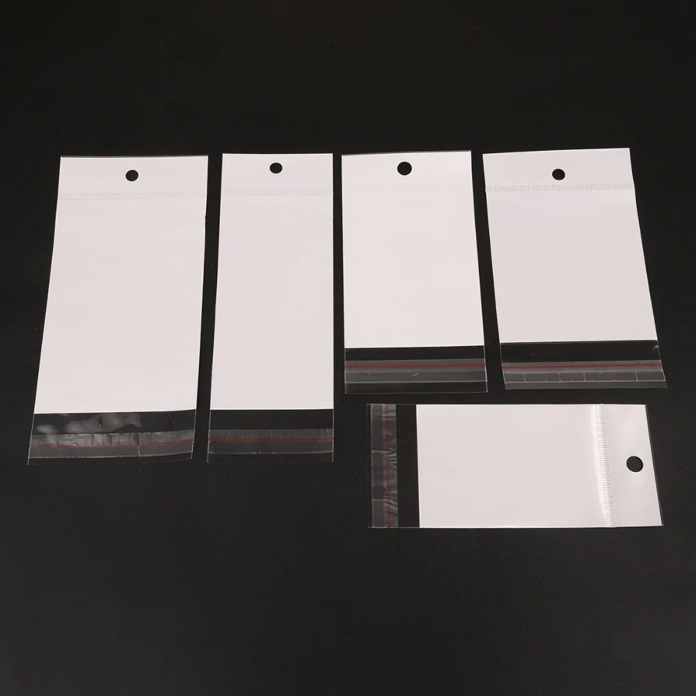 Размер 6x14 см/7x14 см/8x14 см/6x17,5 см/8x17,5 см 200 шт белые/прозрачные Самоклеющиеся пластиковые пакеты для хранения, упаковка для ювелирных изделий, подарочные пакеты
