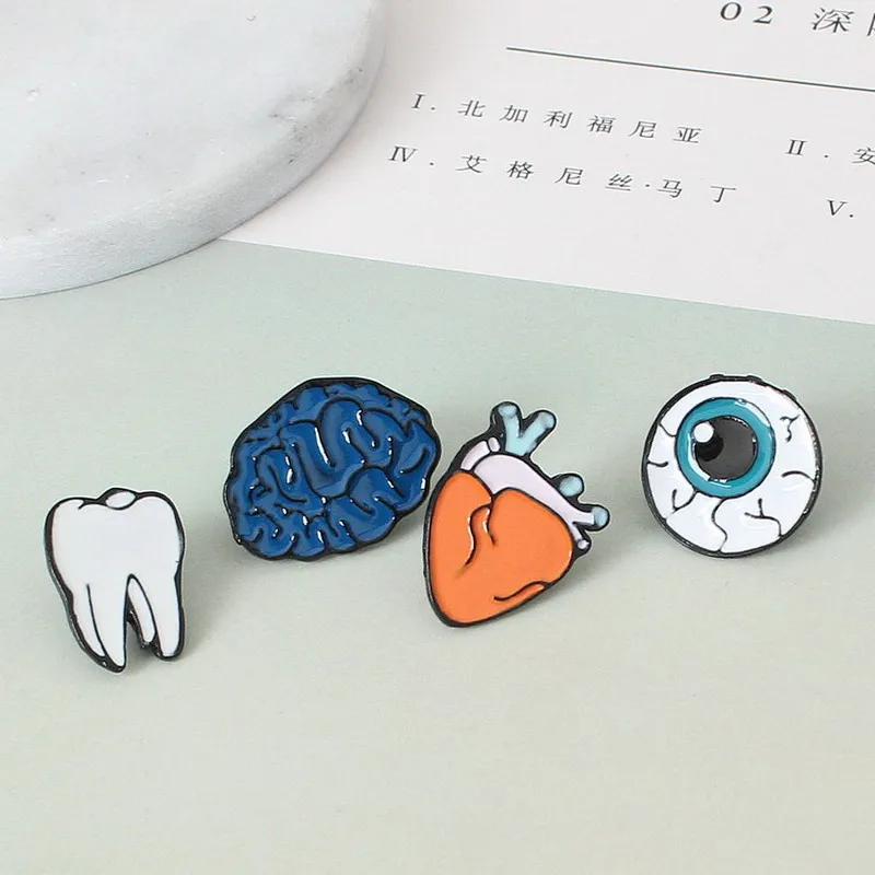 RINHOO Милая брошка мультфильм штифтами человеческие органы медицинский мозг глаз