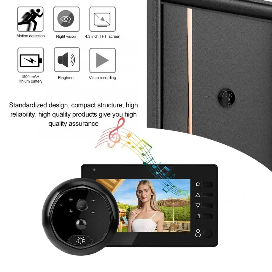 4,3 дюймов wifi дверной звонок Инфракрасный зритель дверной звонок детектор движения дверная система безопасности дверной Звонок deurbel Dooe Bell
