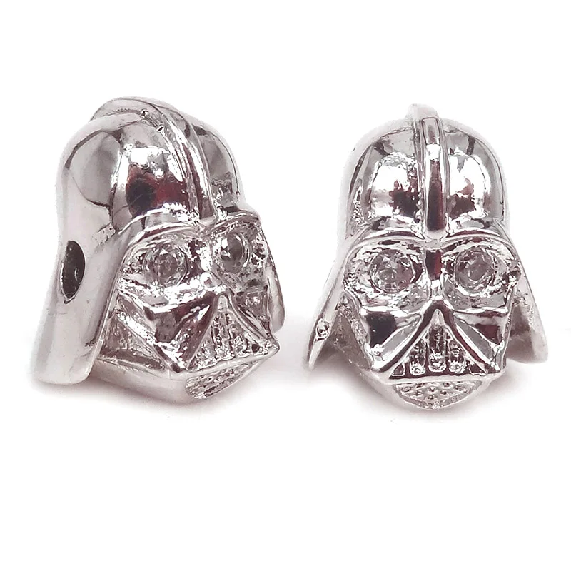 Микро-паве CZ Дарт Вейдер Звездные войны бусины черный рыцарь металлические для