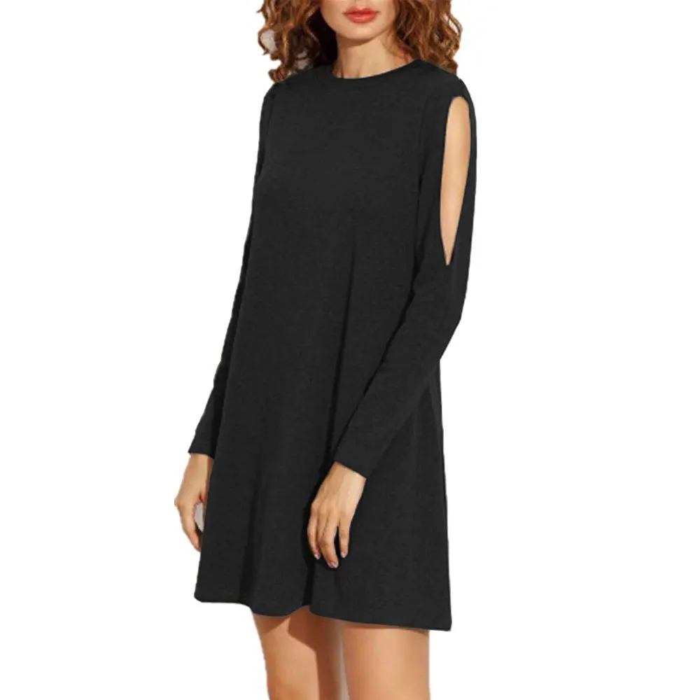 Для женщин летнее платье росы плеча Мода сексуальное с длинными рукавами