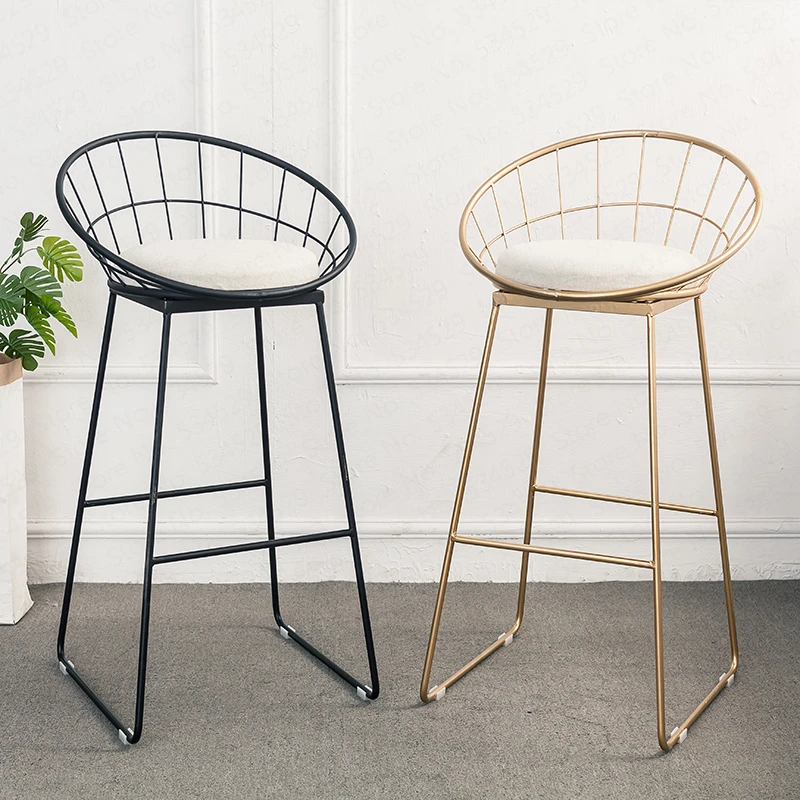 Nordic Bar Stool Wrought Iron Cashier High Modern Minimalist Back Chair Creative Personality Dotomy Stools | Мебель