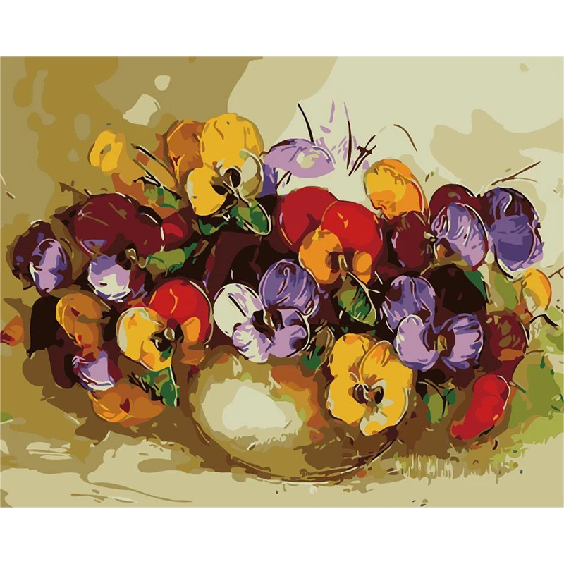 Цветная ваза цветок сделай сам цифровая живопись по номерам Современная