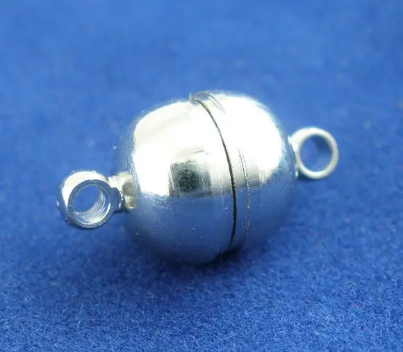 

DoreenBeads Retail 10Pairs Silver Color Round Smooth Magnetic Clasps 16x10mm