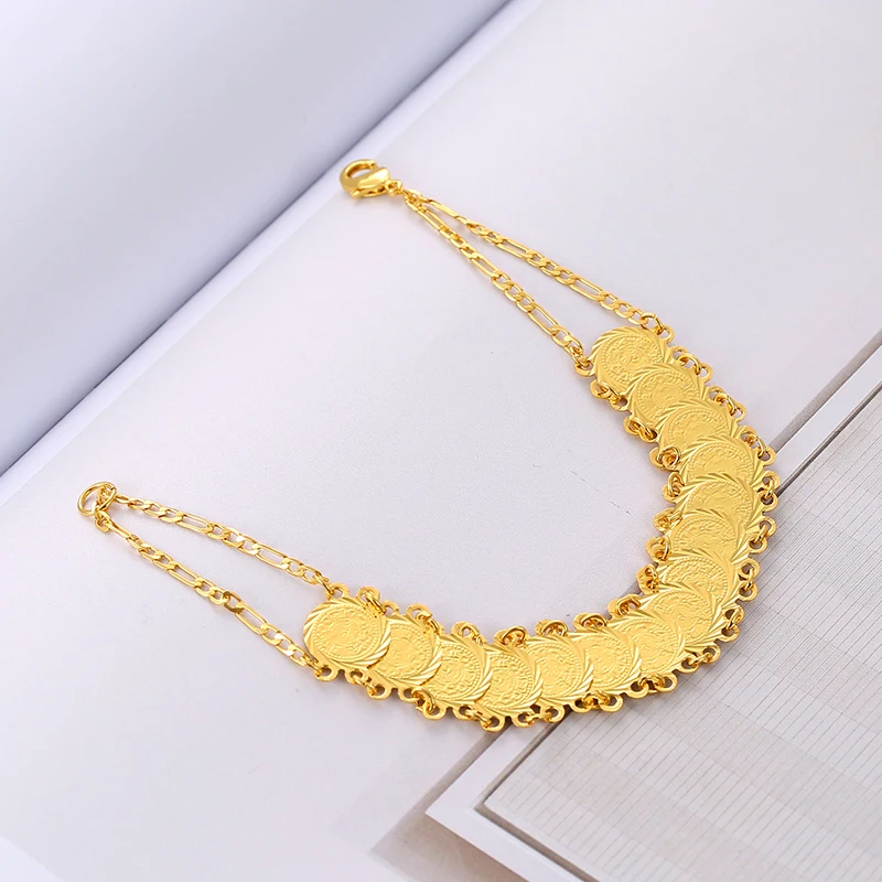 Модный браслет для монет в арабском и мусульманском стиле женщин золотые монеты