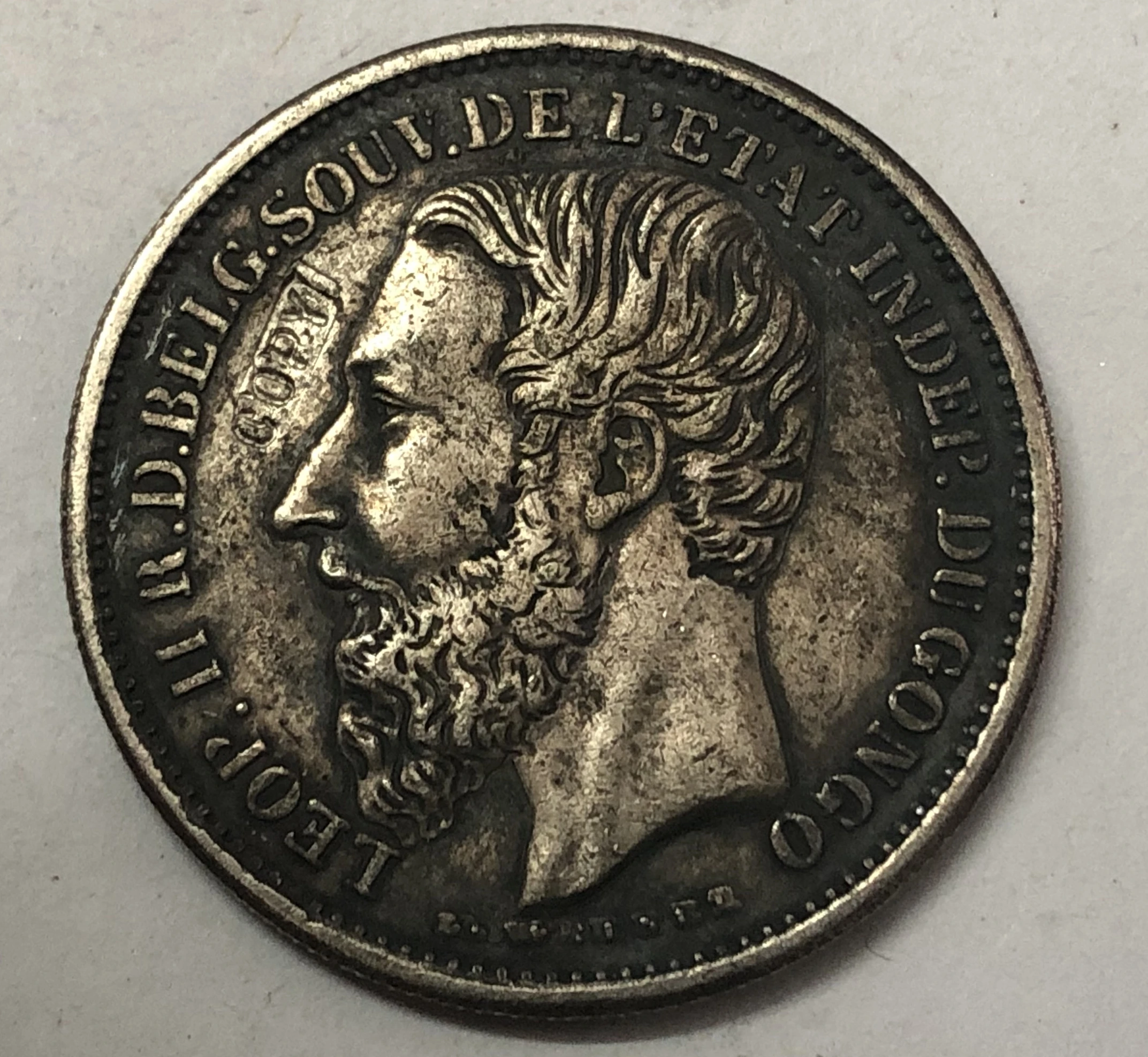 1887 КОНПО свободный Франк 2 Франка-леопард II монета с серебряным покрытием
