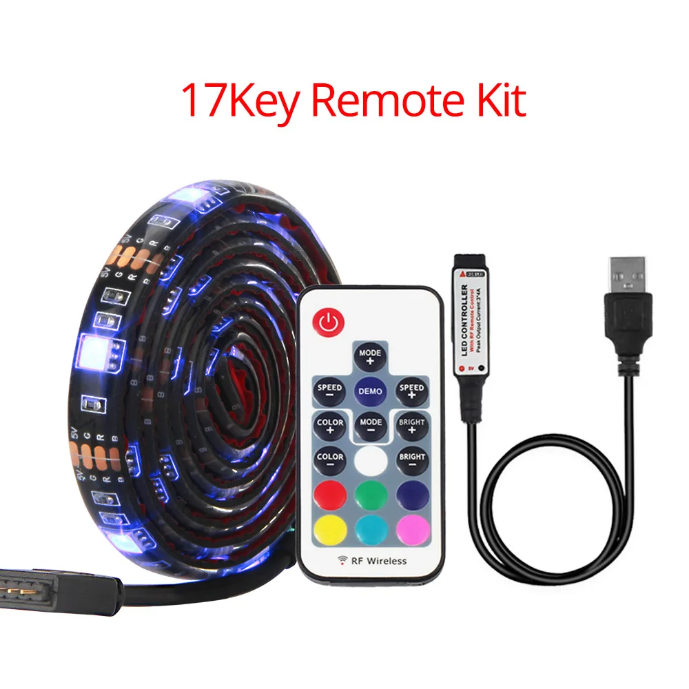 17 Key Remote Kit 17Key пульт дистанционного управления USB светодиодный 5050 RGB 50 см 1 м 2 м Bluetooth приложение управление мини 3Key управление Лер гибкий светодиодный светильник ТВ фоновый светильник - Испускаемый цвет: 17 Key Remote Kit