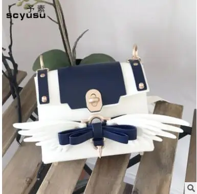 Women Bag Blue White Angelatarch, английский стиль, хит, страусиная мода, OL, бант, модный, крыло, бант, для женщин, Мультифункциональный, колокольчик, через плечо, рюкзак, сумка, сумки - Цвет: Women Bag Blue White