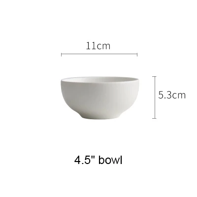 white 4 inch bowl Матовая синяя и белая стильная фарфоровая миска 4 6 7 8 дюймов миска для супа - Цвет: white 4 inch bowl
