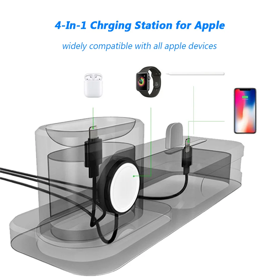 Зарядная док станция для iPhone XR XS Max 8 7 6 6S Plus настольная Apple Pencil Watch iWatch 4 3 2 1