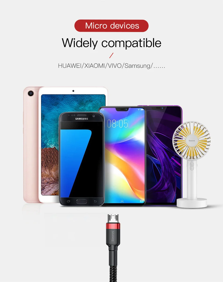 Baseus 2.4A Micro USB кабель для быстрой зарядки USB кабель для передачи данных для samsung S7 Xiaomi Redmi Note 5 8 все микро-usb для устройств на аndroid зарядный провод кабель micro usb зарядное устройство for Micro
