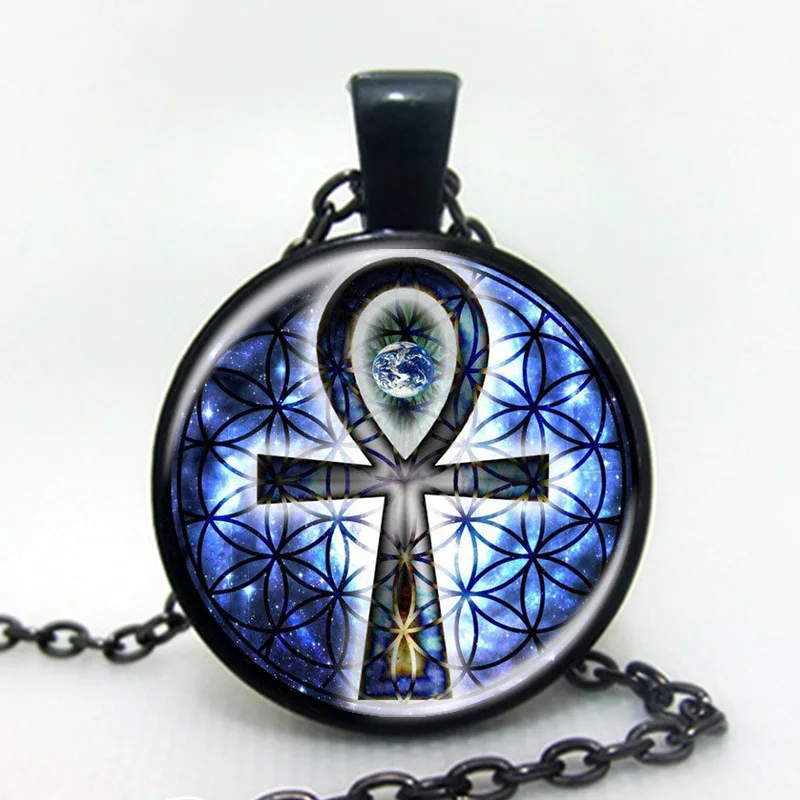 Оптовая продажа фото ожерелье цветок жизни Ankh кулон чакры Sacred geometrie ювелирные