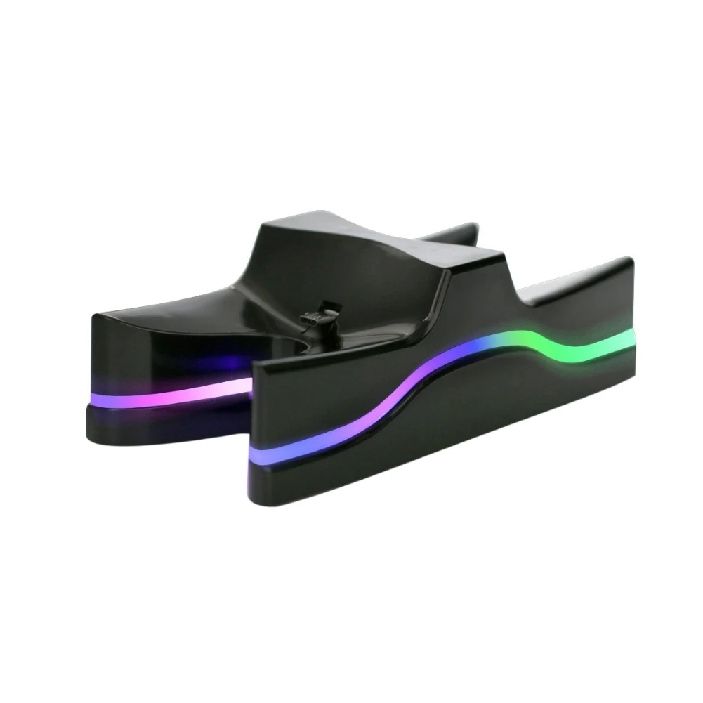 Цветная светодиодная подставка для контроллера PS4 зарядное устройство с двумя
