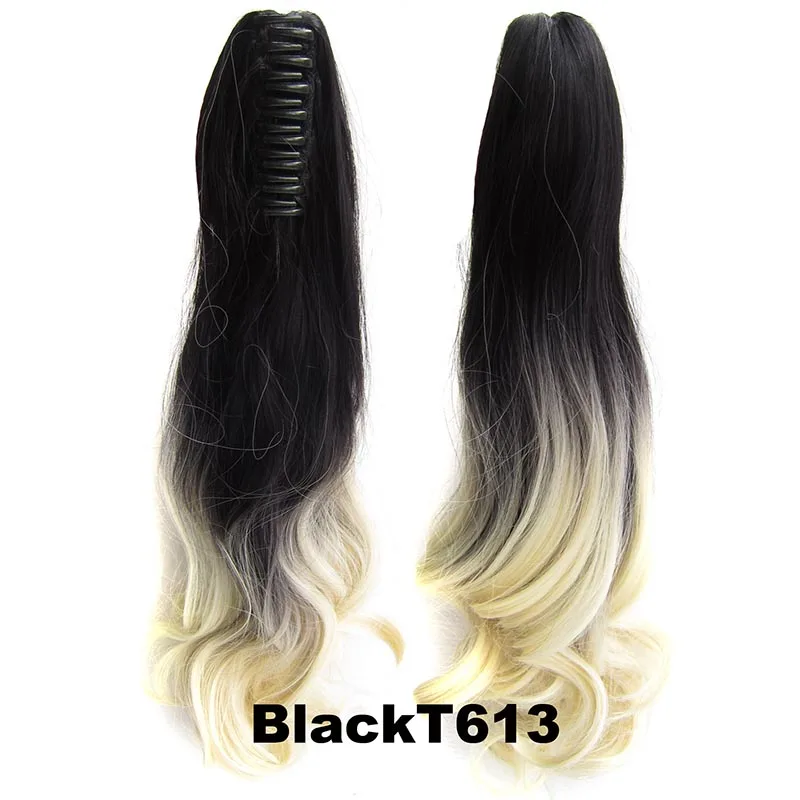 BlackT613 DELICE 2" женские Омбре волнистые конский хвост черный блонд розовый конский хвост синтетический длинный кудрявый Коготь Конский хвост - Цвет: BlackT613