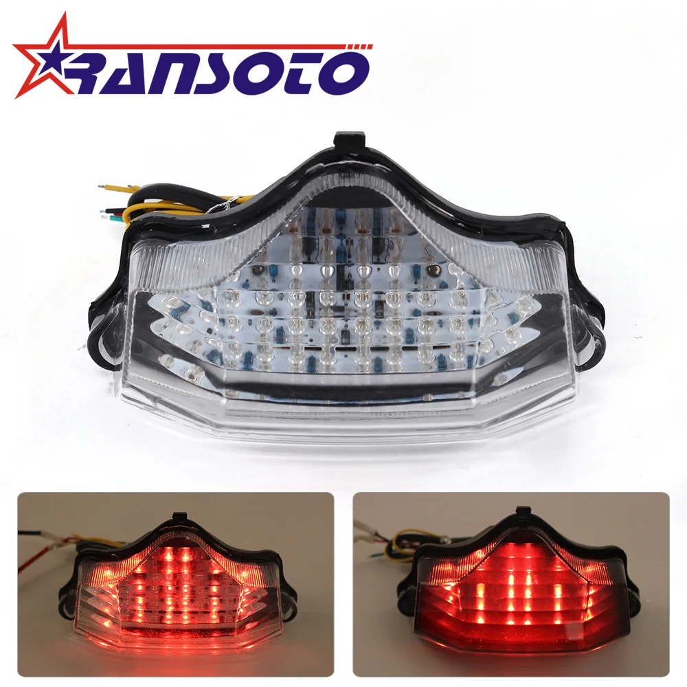 RANSOTO Motorcycle Smoke LED Tail Light Rear Lamp w/ Turn Signals Integrated For Yamaha FZ600 FZ6 2004-2009 |