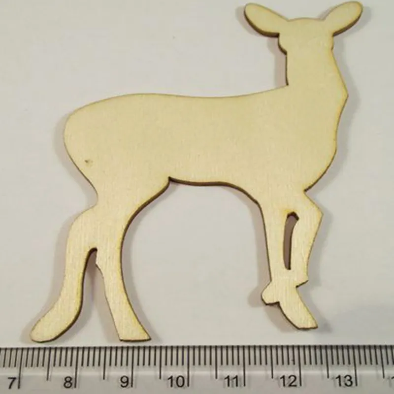 (50 шт./лот) Пустые необработанные деревянные товары для рукоделия с оленем