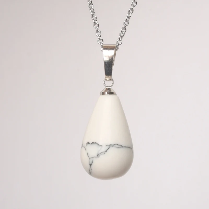 White turquoise Микс-кристалл камень оникс Розовый Кристалл Опал Lapis Сердолик тигровый глаз капли воды бусины Подвески 1 шт(без цепи - Окраска металла: White turquoise