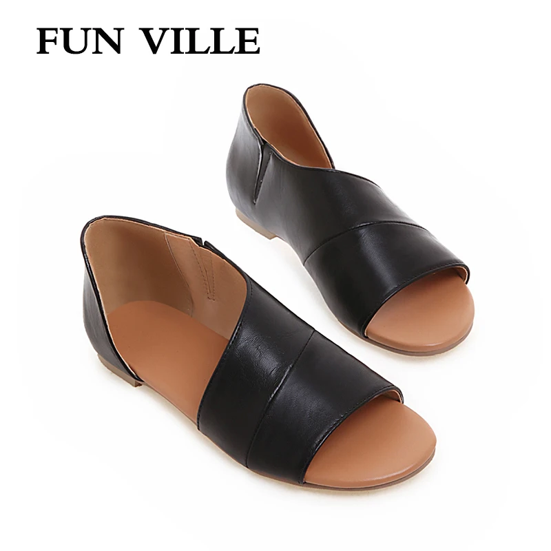 FUN VILLE/Новые модные летние женские сандалии пикантные кожаные Римский стиль
