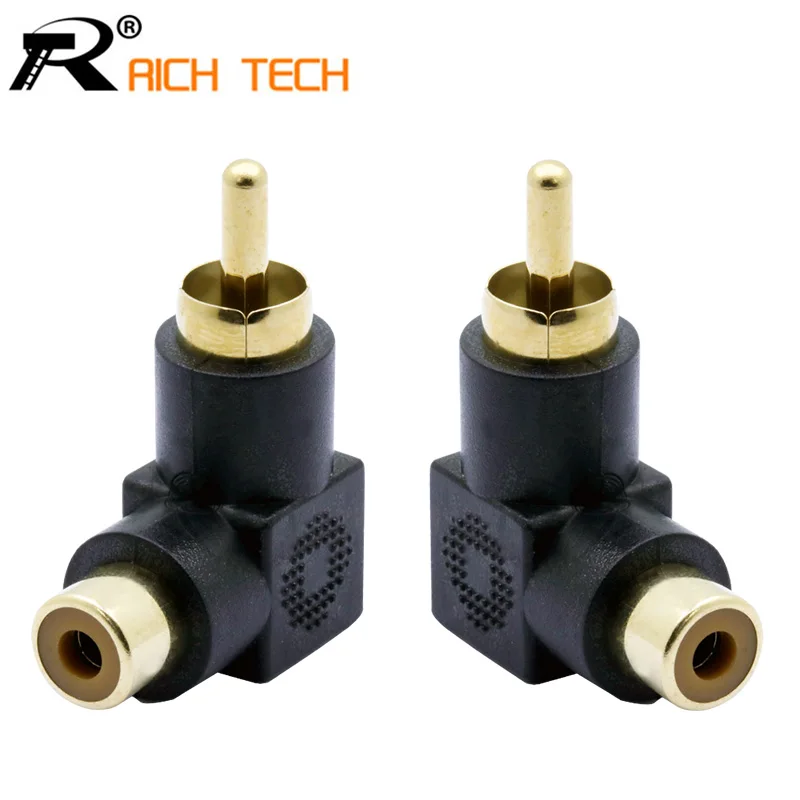 3 шт. 90 градусов RCA прямоугольный разъем Переходник штекер Папа мама M/F аудио