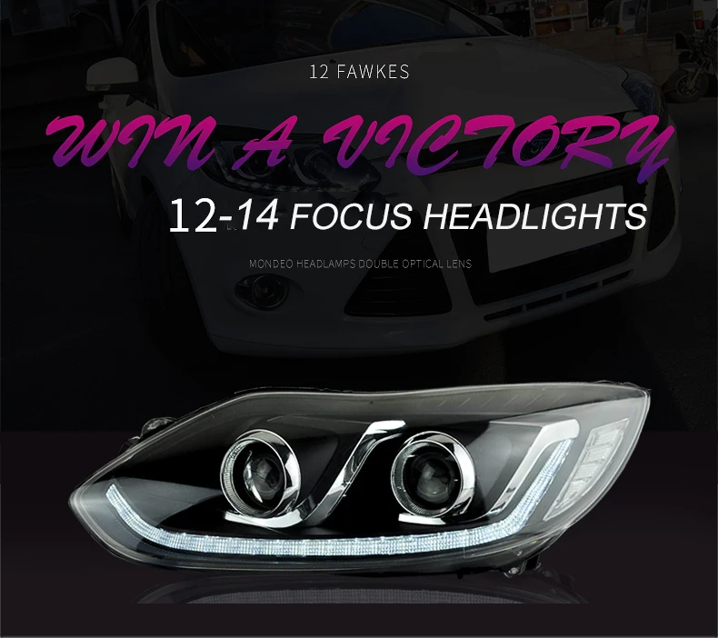 Чехол для автомобиля для Ford Focus 2012- фары для Ford Focus светодиодный фары DRL Объектив двойной луч ксеноновые автомобильные аксессуары