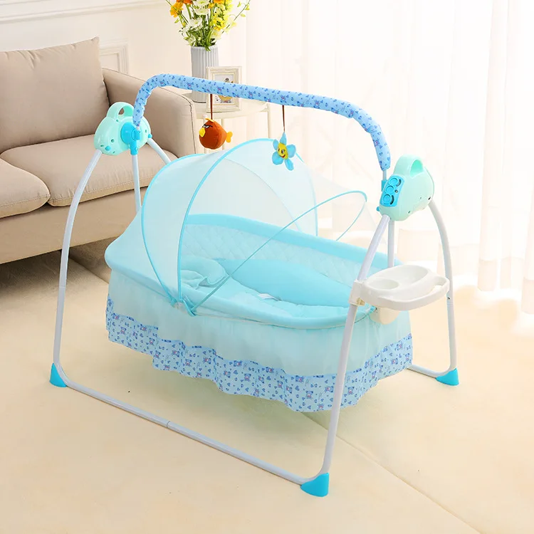 blue Portable Hanging Baby Crib Netting Newborn Baby Folding Bed Bassinet Convertible Baby Crib Bedding Sets Nursery Furniture Cot - Цвет: blue