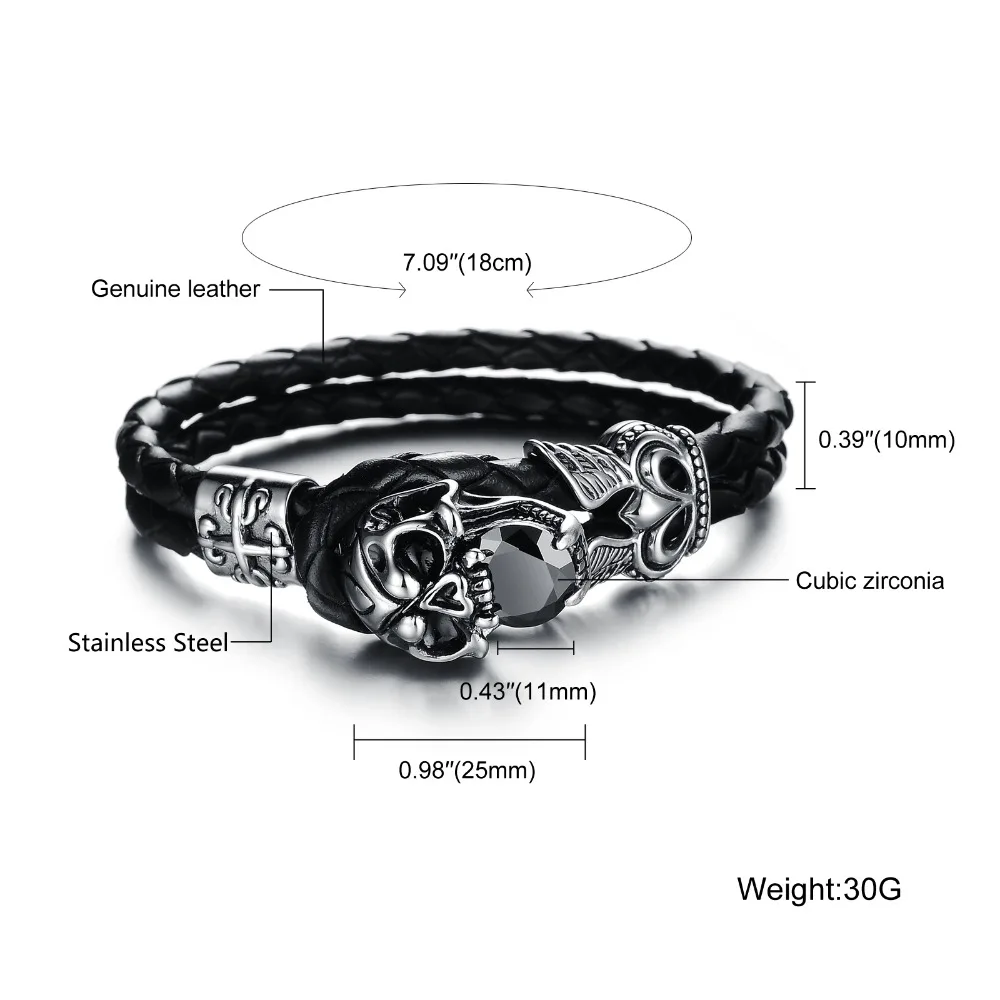 Trend Street Dance Bracelet Hot Jewelry Personality Domineering Ghost Head Leather 3-PH846 | Украшения и аксессуары