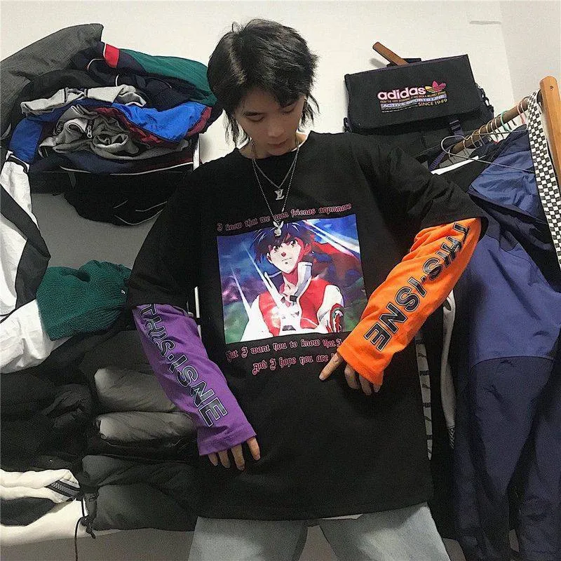 Футболка мужская с мультяшным принтом стильная тенниска в стиле хип хоп