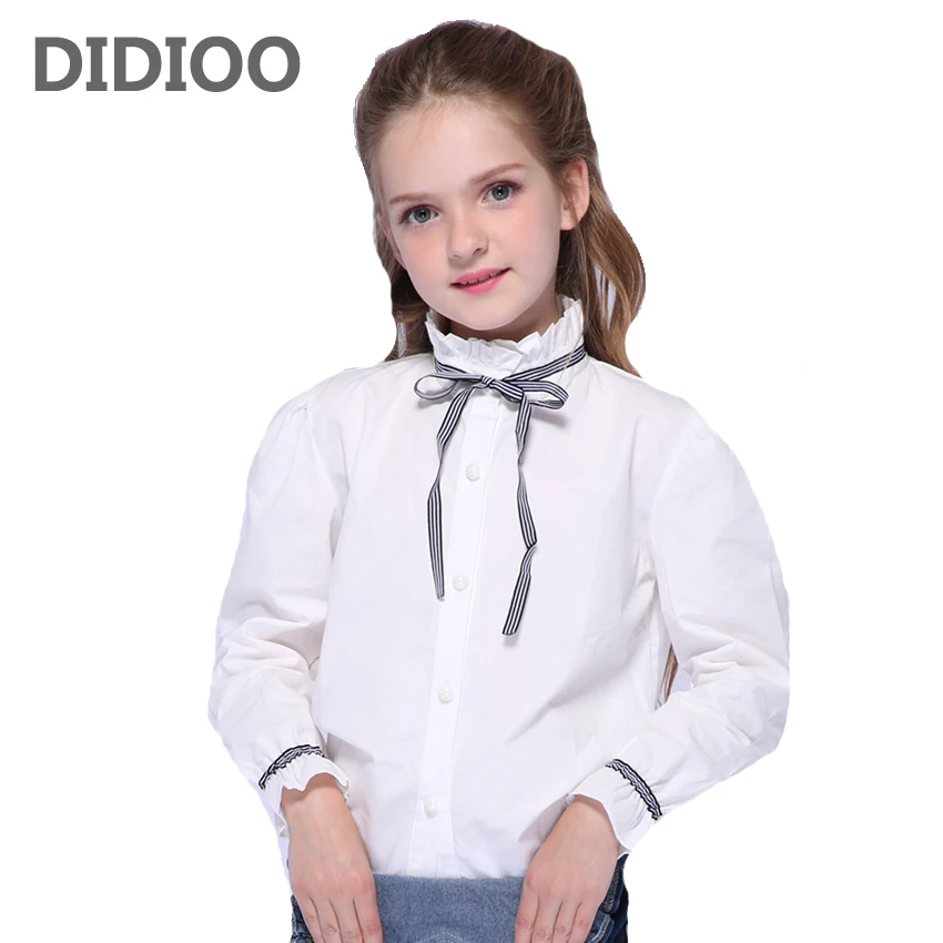 Baby Kids Shirts For Girls Clothes Cotton Bow White Blouses School Uniforms Brand Teenage Children Tops Toddlers | Мать и ребенок