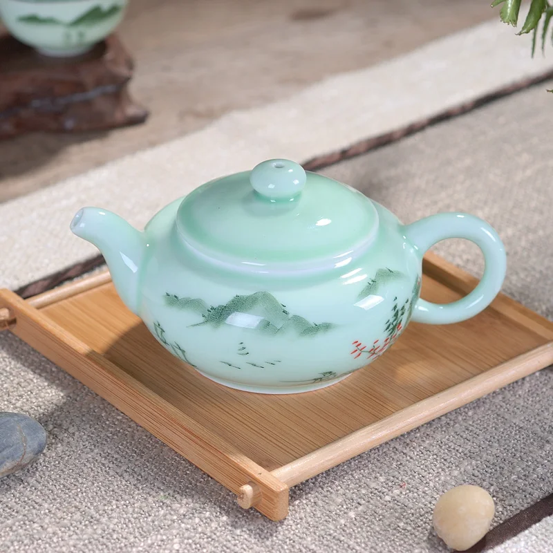 8 шт./лот Китайский Longquan Celadon чайный набор кунг-фу ручная роспись пейзаж узор чайная посуда для напитков керамика чай аксессуары Подарки