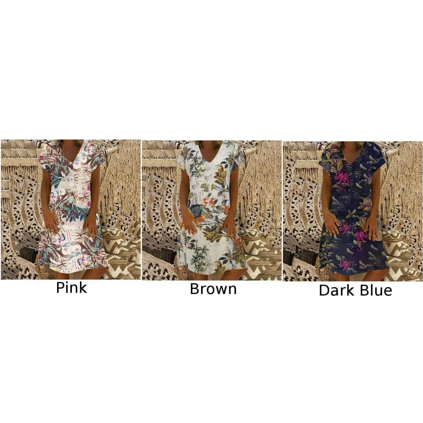 Женское платье пляжное свободное Ретро модное праздничное с коротким рукавом