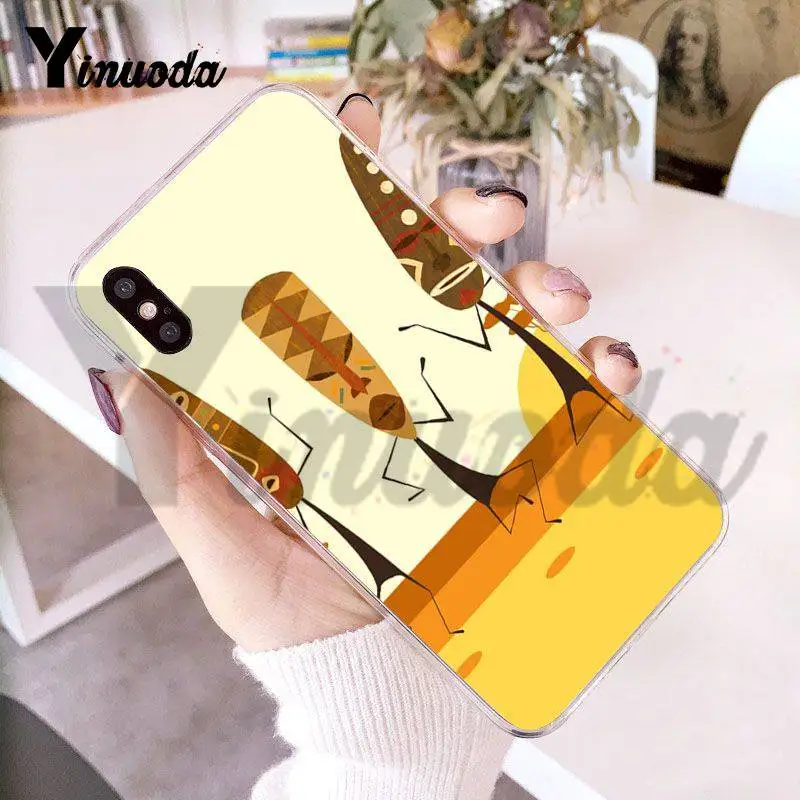 Прозрачный чехол Yinuoda для iphone 7 6 X африканские женские фигурки телефона iPhone 8 6S Plus 5