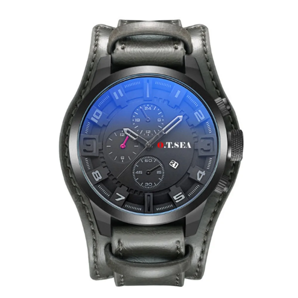 Мужские спортивные кварцевые часы Reloj Hombre мужские Роскошные наручные с кожаным