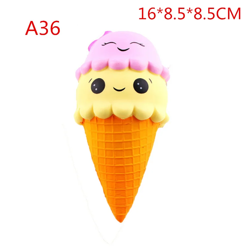 16cm ice cream Звезда олень зубы хлопок конфеты Джамбо мягкий милый Единорог КИТ торт Squishies медленно поднимающийся крем Ароматические сжимаемые игрушки телефон ремень - Цвет: 16cm ice cream