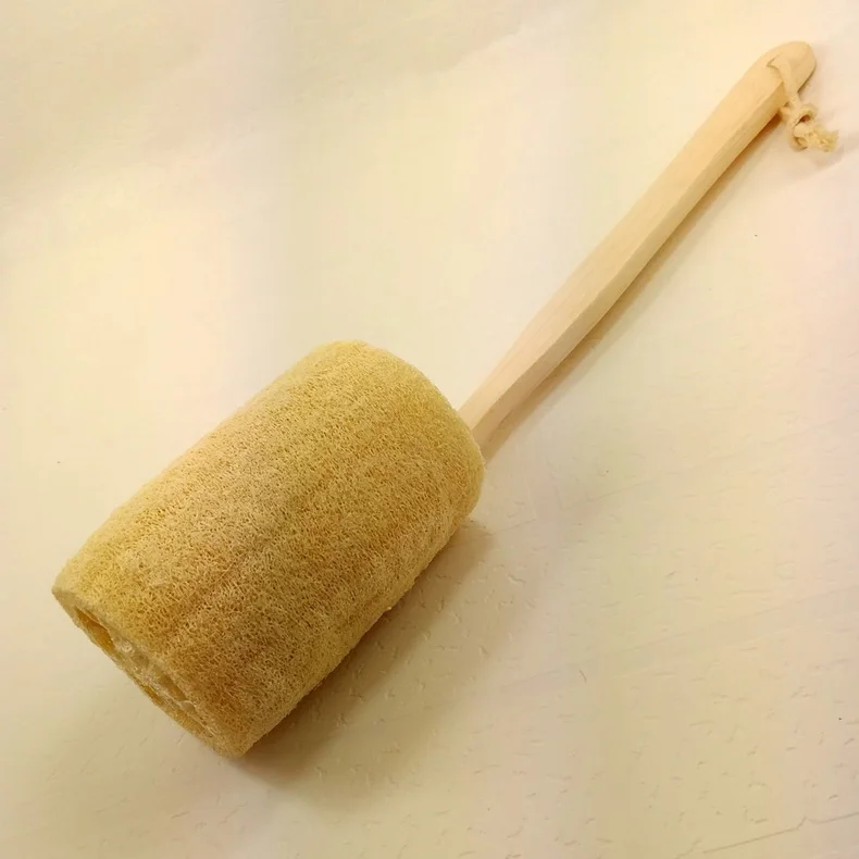 Горячая продажа деревянная ручка натуральная губка Loofah задняя скруббер щетка