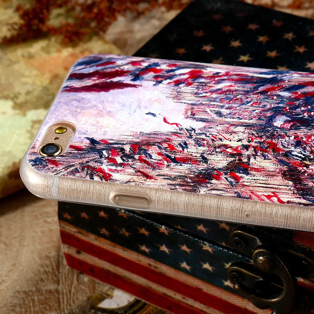 CASEIER Monet Painting Soft Phone Case For iPhone 7 8 Plus TPU Silicone Cases 6 6s Fundas Capinha Accessories |