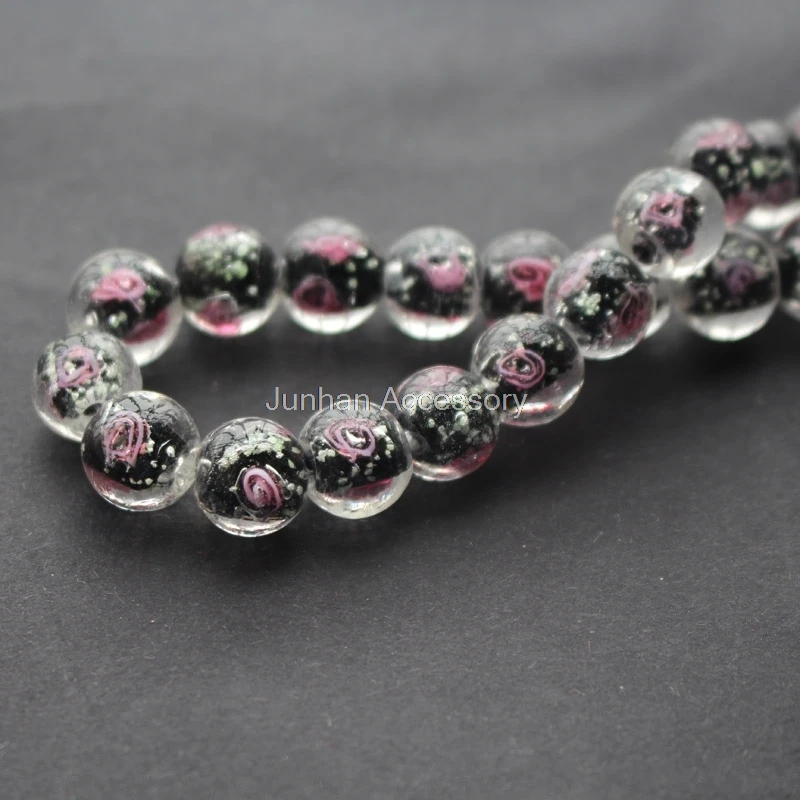 

Светящиеся стеклянные бусины в форме цветка, бусины черного цвета для изготовления ювелирных изделий, 20 шт./лот, 12 мм