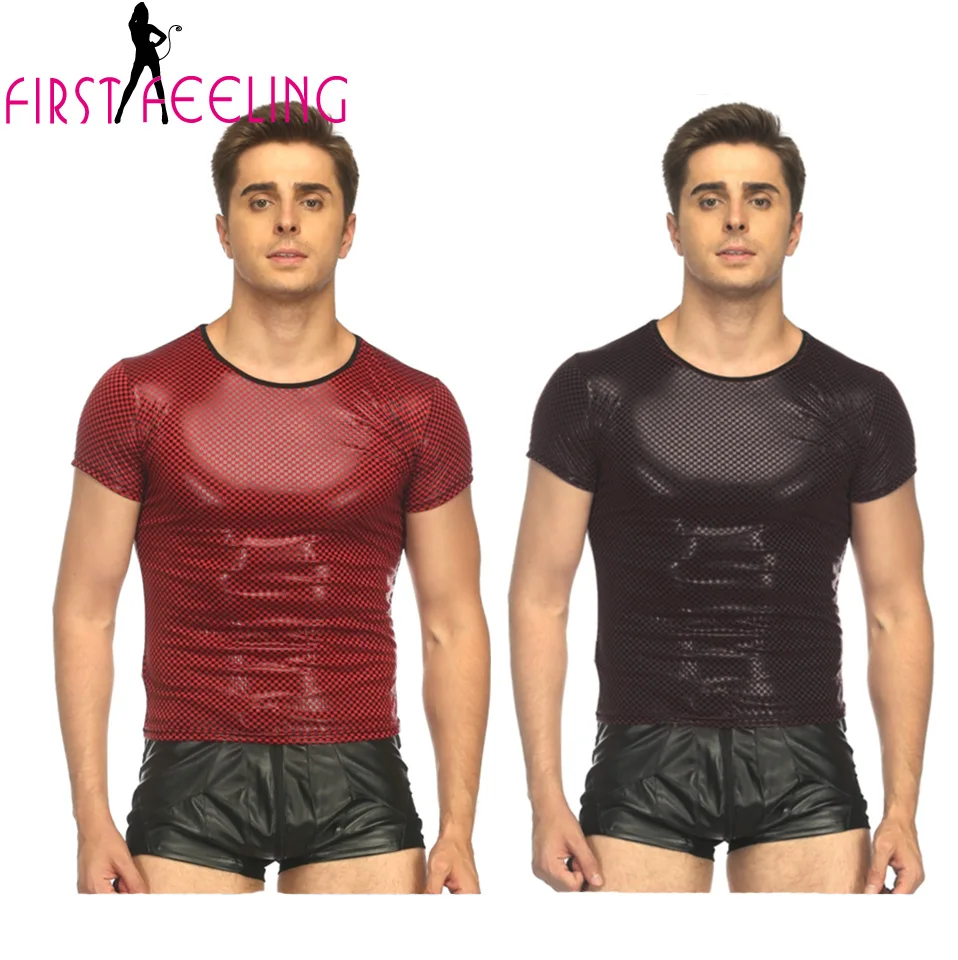 Новая мода Черный Красный квадраль кожа латекс Bodycon Топы Фетиш Клубная одежда